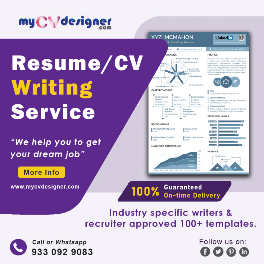 Hire a commercial CV designer with higher expertise