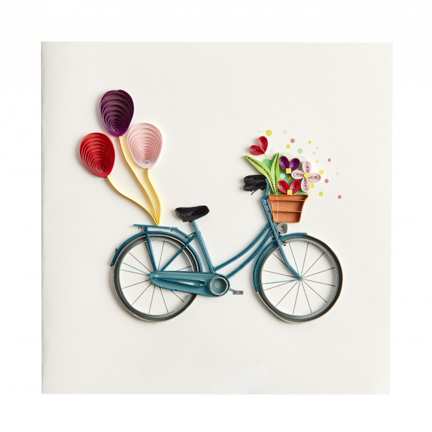 Make Your Own Bike With Flowers Quilling Birthday Card