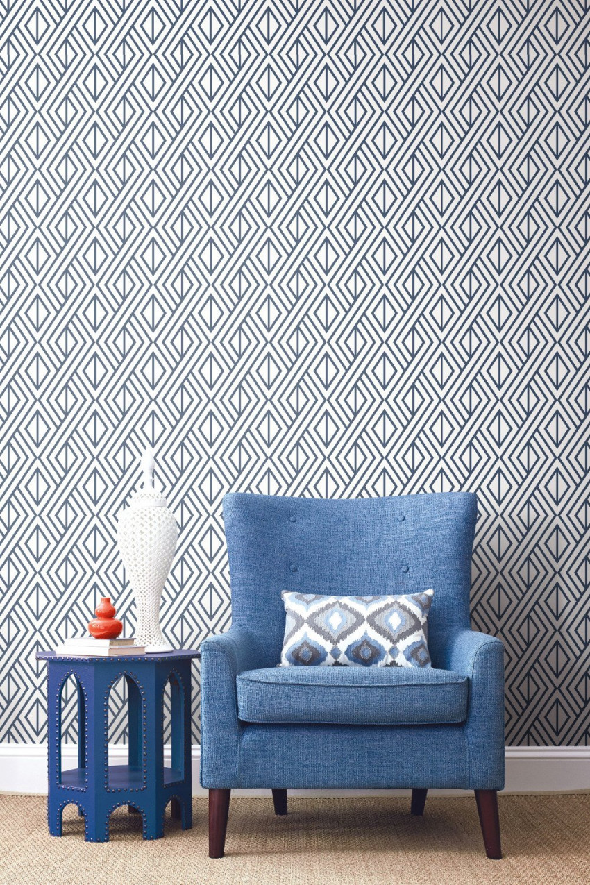 Design your bedroom with the navy peel and stick wallpaper