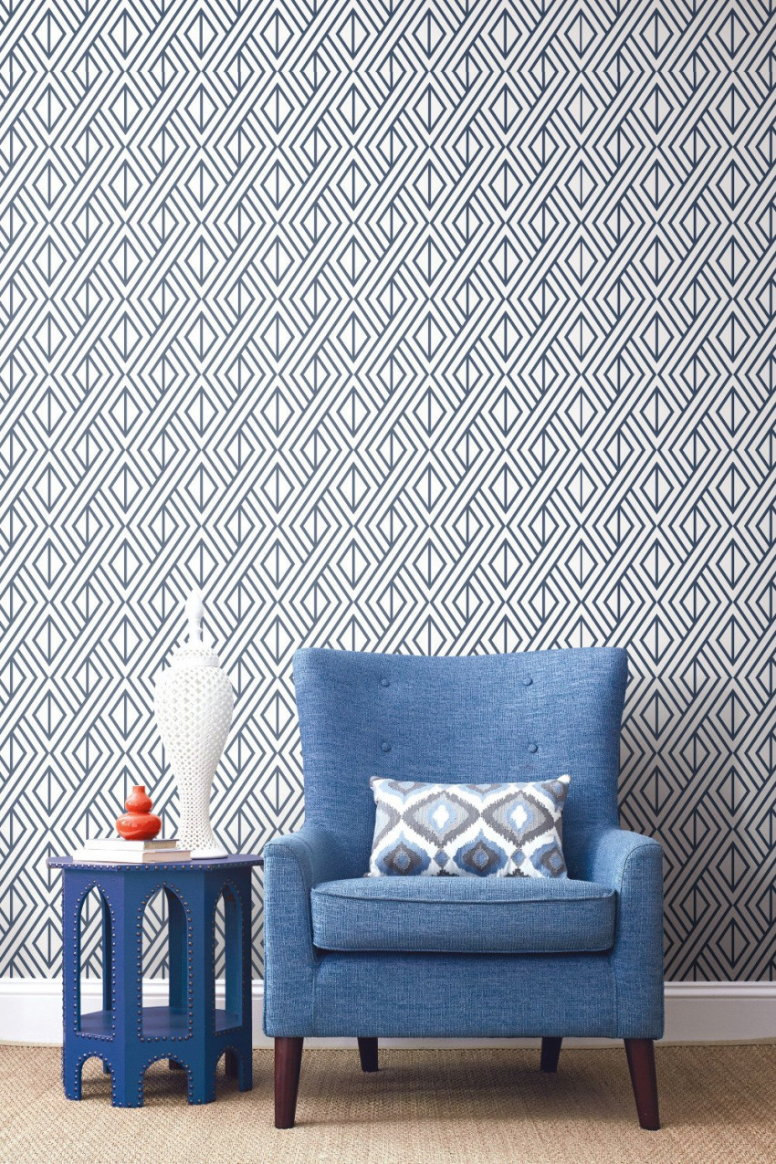Design your bedroom with the navy peel and stick wallpaper