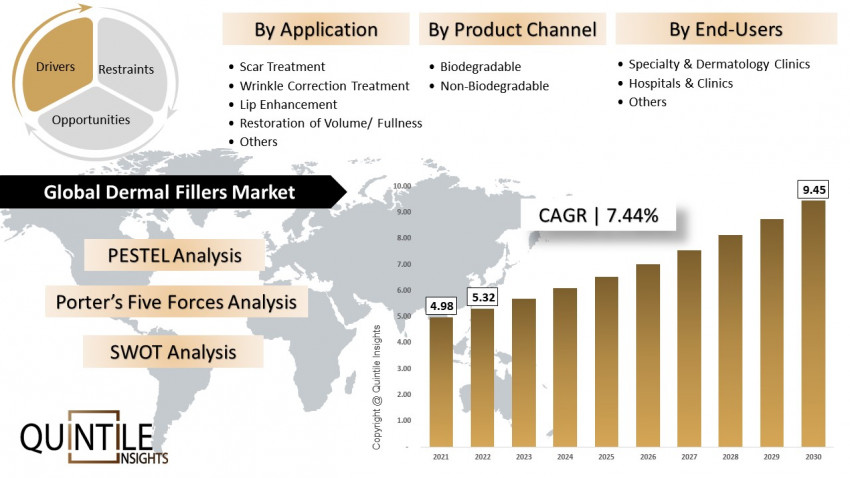 Dermal Fillers Market is expected to rise at a CAGR of 7.44% in the forecast period, 2022-2030