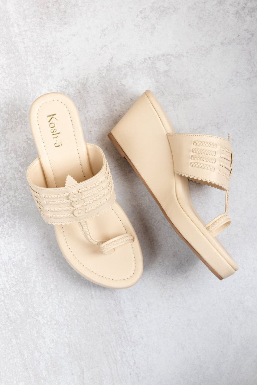 Elevate Your Style with Cream Wedge Sandals from Kosh-A