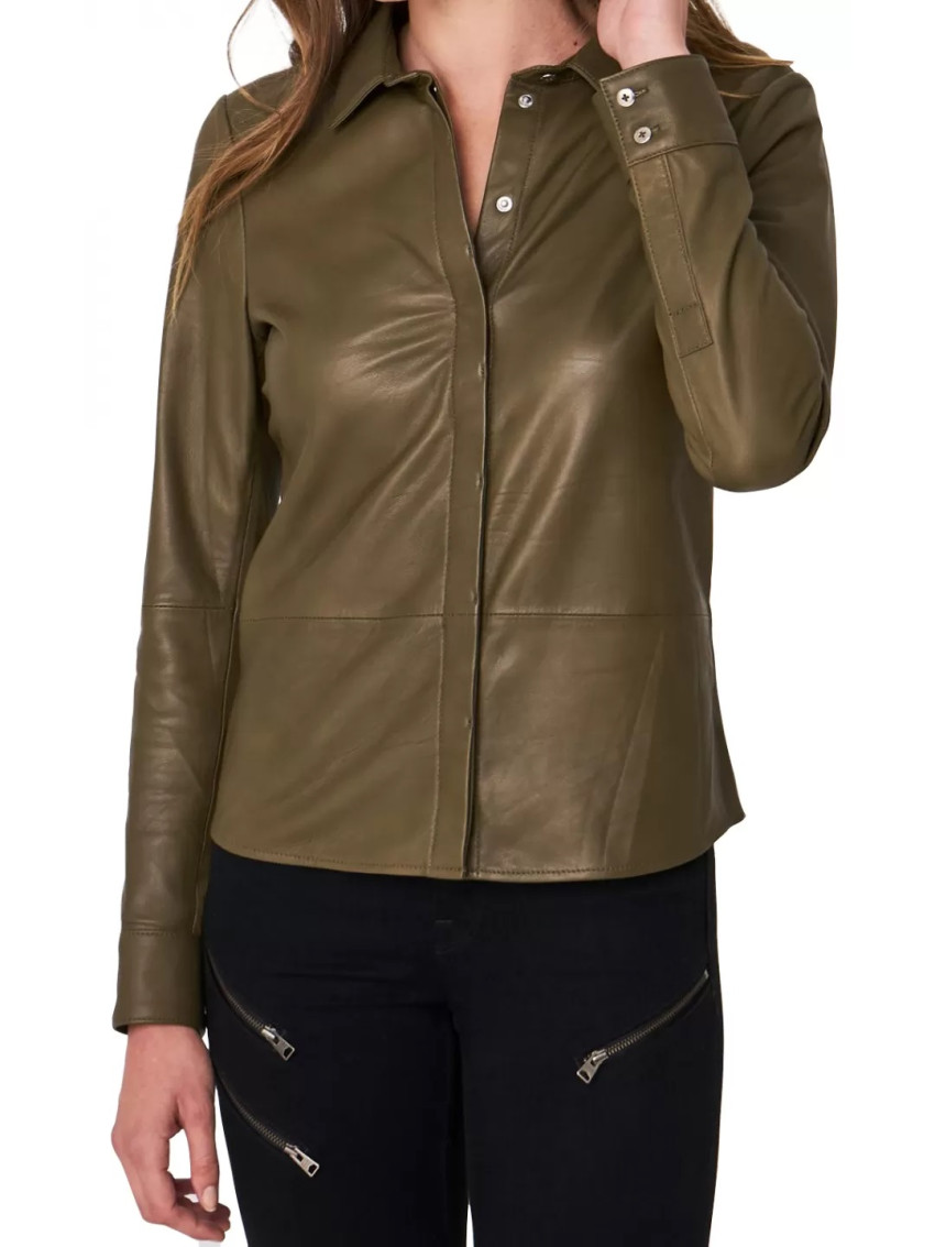 Elevate Your Wardrobe: The Timeless Charm of the Women's Classic Lambskin Leather Shirt