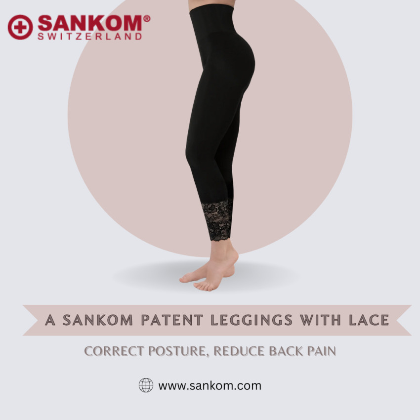 A SANKOM Patent Leggings with Lace: Correct Posture, Reduce Back Pain.