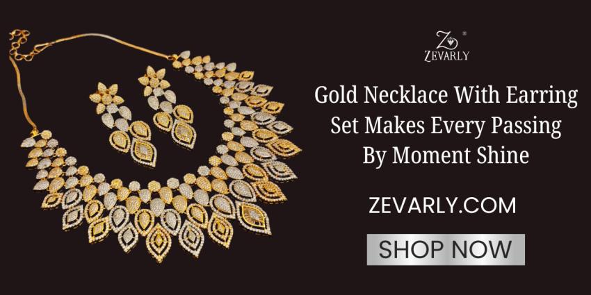 Gold Necklace With Earring Set Makes Every Passing By Moment Shine
