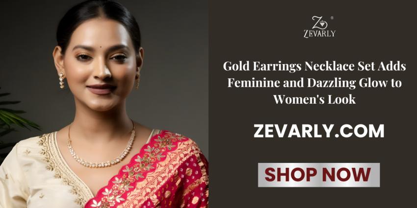 Gold Earrings Necklace Set Adds Feminine and Dazzling Glow to Women's Look