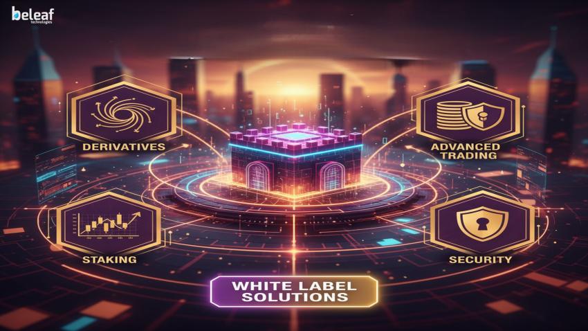 Can white label solutions support advanced trading features like derivatives and staking?
