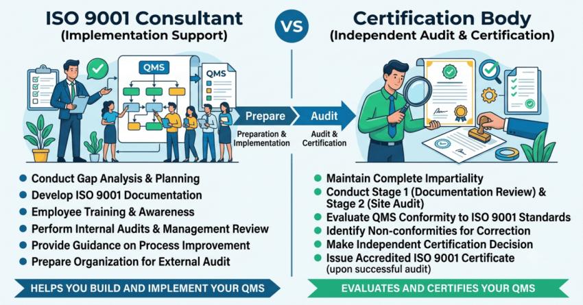 ISO 9001 Consultant vs Certification Body: What's the Difference?